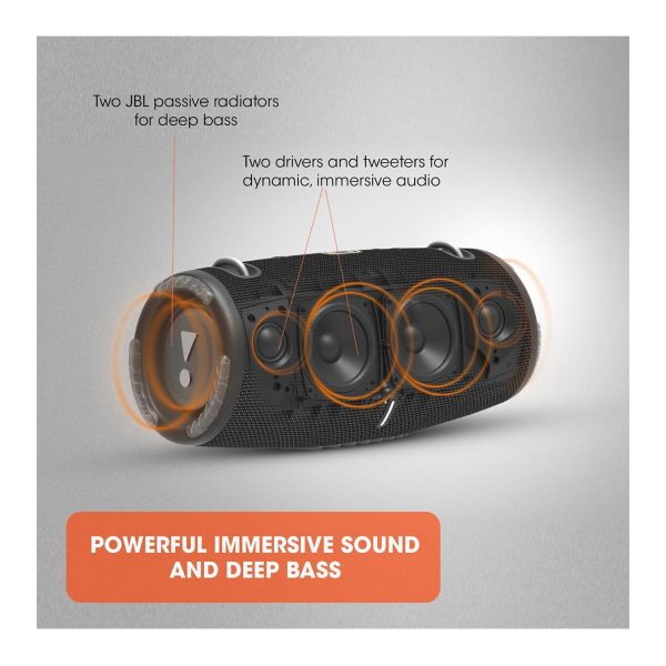JBL Xtreme 3 - Portable Bluetooth Speaker, Powerful Sound and Deep Bass, IP67 Waterproof, 15 Hours of Playtime, Power bank, Party Boost for Multi-speaker Pairing (Black) JBL Xtreme 3 - Portable Bluetooth Speaker, Powerful Sound and Deep Bass, IP67 Waterproof, 15 Hours of Playtime, Power bank, Party Boost for Multi-speaker Pairing (Black)